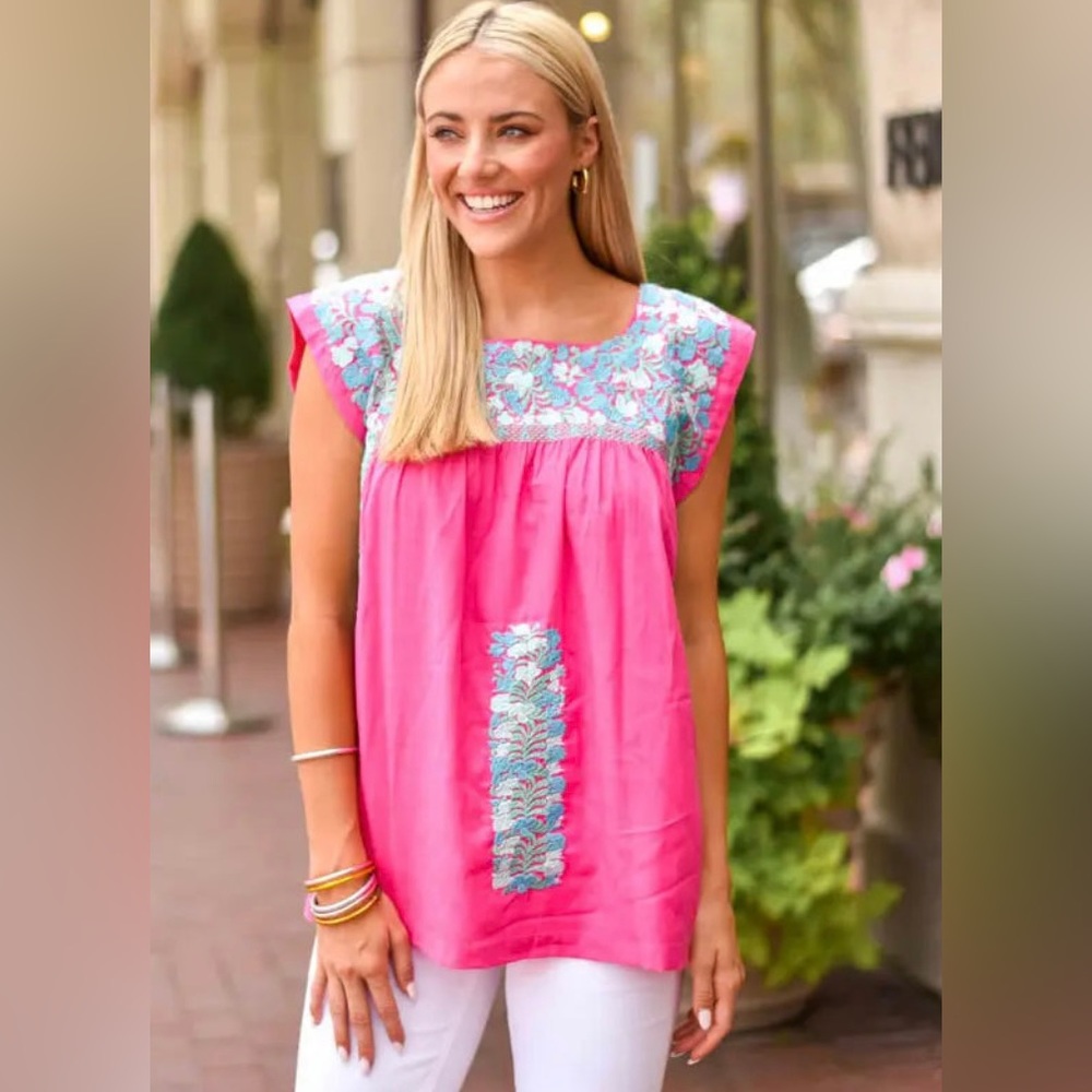 J. Marie Pink/Blue Hannah Top/Size Large